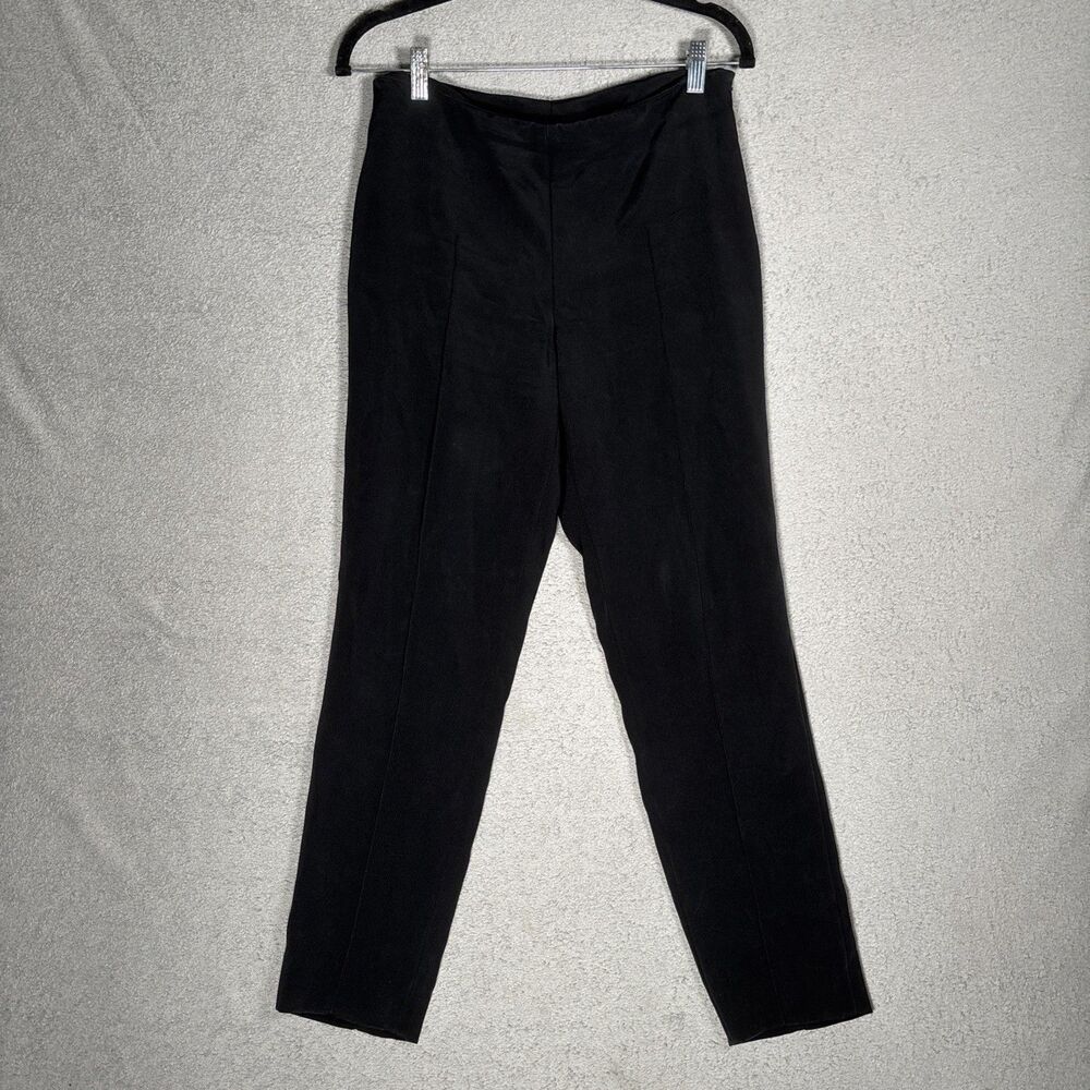 Akris Women's Size US 8 Mulberry Silk Pintuck Straight Leg Trousers Minimalist
